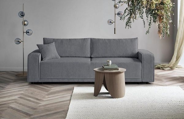Beautysofa Schlafsofa PRIMO, Die Lieferung gilt für die Einbringung in dir Wohnung, modernes Design Sofa, Wellenfedern, Schlaffunktion, Bettkasten, breite Armlehnen