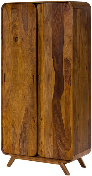 Kleiderschrank Sheesham 90 x 45 x 180 hellbraun lackiert MAILAND #111