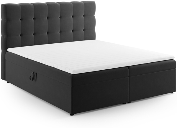 Micadoni Boxspringbett Mamaia Samt Bluvel Grau 180x200