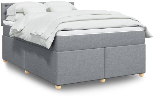 vidaXL Boxspringbett mit Matratze Hellgrau 140x190 cm Stoff