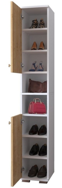 VCM Schuhschrank Gados 918470 Weiß / Honig-Eiche H. 178 x B. 30 x T. 33 cm