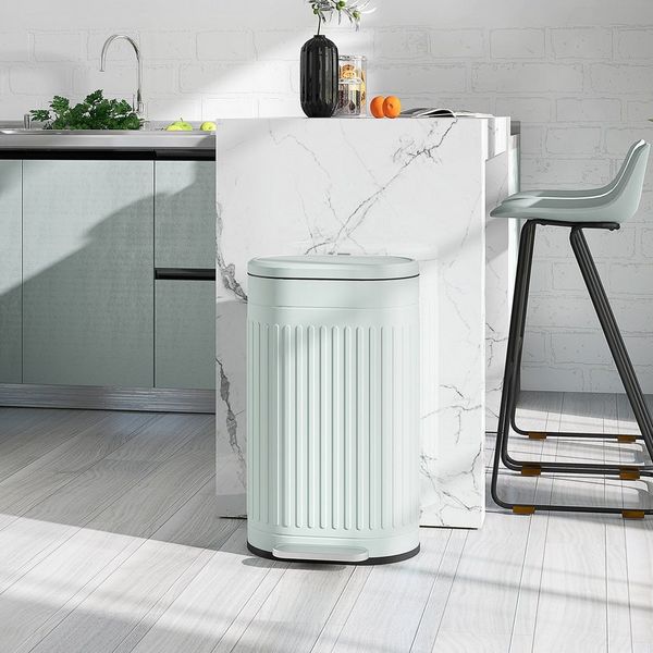 HOMCOM Mülltrennsystem 30L Treteimer mit Deckel Fußpedal herausnehmbarem Inneneimer, für Wohnzimmer, Büro, Grün, 36,5 x 31,2 x 60,8 cm