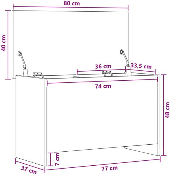 vidaXL Aufbewahrungstruhe Schwarze Eiche 80 x 40 x 50 cm Holzwerkstoff 8011260 Bild 7