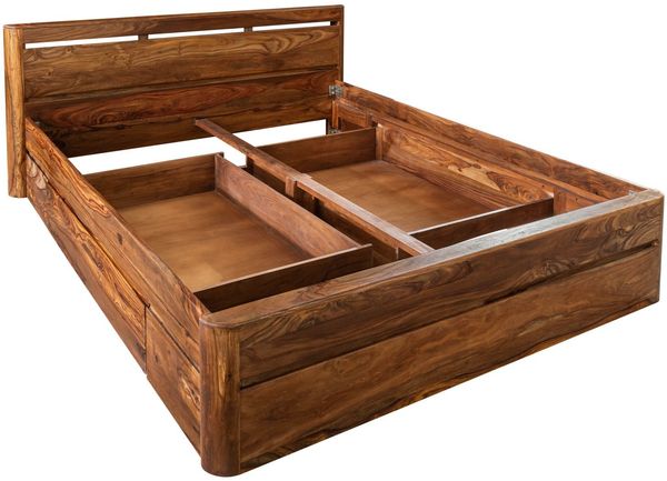 Bett mit Schublade Sheesham 180x200x90 walnuss gewachst TORONTO #254
