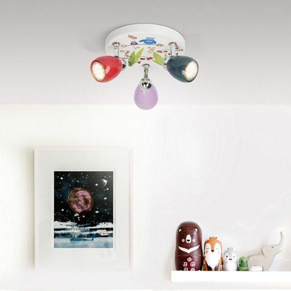 Lightbox Deckenstrahler, LED wechselbar, Warmweiß, Deckenstrahler mit warmweißem Licht, 3 flammiges Spotrondell Kinder