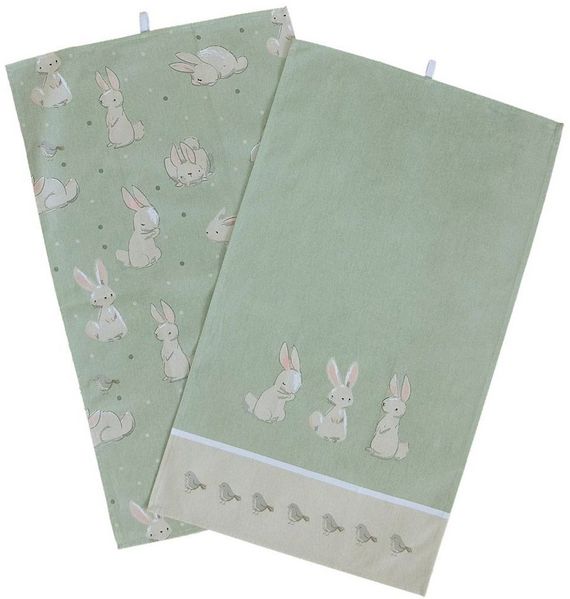 matches21 HOME & HOBBY Geschirrtuch Geschirrtücher süße Osterhasen Ostern 2er 40x70 cm Baumwolle, (2-tlg)