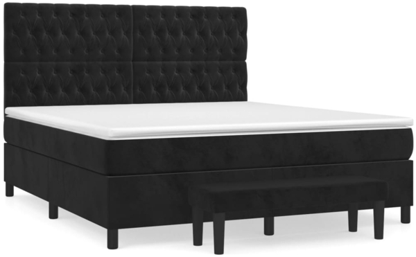 vidaXL Boxspringbett mit Matratze Schwarz 180x200 cm Samt 3138039