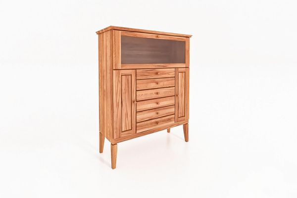 Anrichte Sydo aus Kernbuche massiv 112x45x140 cm 3 Türen 6 Schubladen Holzbeine