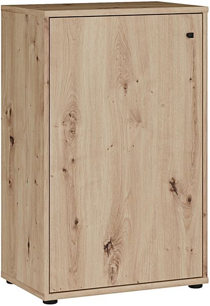 Forte TEMPRA2 Kommode 50 60, Moderne Kommode mit 1 Tür, 2 Einlegeböden, robuster Holzwerkstoff, Artisan Eiche Holzdekor, 54 cm breit x 85,5 cm hoch x 34,8 cm tief