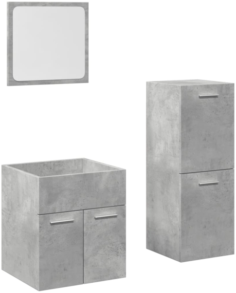 vidaXL 3-tlg. Badmöbel-Set Betongrau Holzwerkstoff 3324870