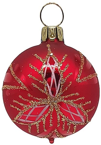 Christbaumkugel Ø4cm, rot matt, Waffelmuster - Schatzhauser Weihnachtsschmuck