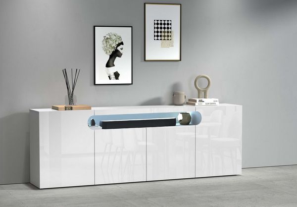 OTTO home Sideboard Sideboard REAL, Kommode, Schrank, Kredenz (1 St), Mit 4 Türen, davon 2 abgerundet, die ein ovales offenes Fach bilden