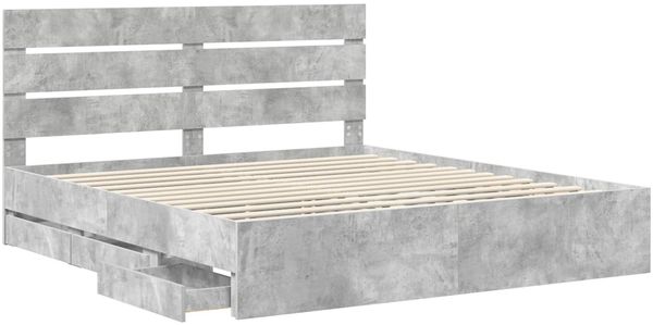 vidaXL Bettrahmen mit Kopfteil Beton Grau 200 x 200 cm Ingenieurs Holz 3411810 Bild 5
