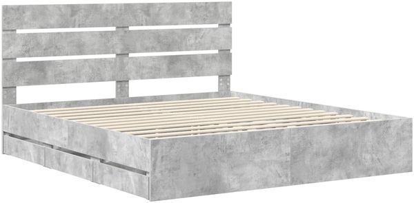 vidaXL Bettrahmen mit Kopfteil Beton Grau 200 x 200 cm Ingenieurs Holz 3411810 Bild 4