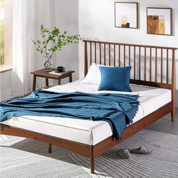ZINUS Holzbett Linda Mid-Century (Packung, 1-tlg, Bett 160x200 cm), mit Kopfteil, inklusive Lattenrost aus Holz, Mid-Century Look