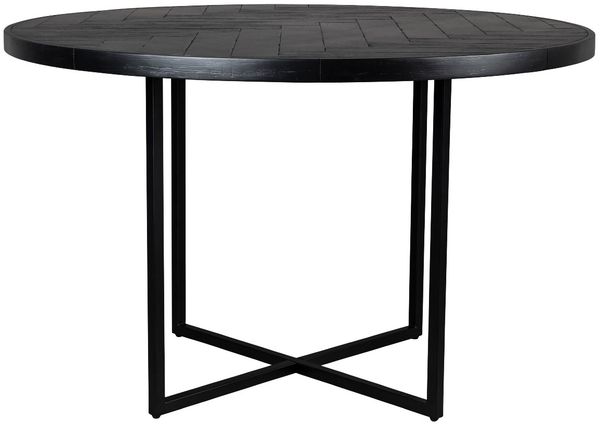Esstisch CLASS BLACK mit Fischgrät Platte rund Ø 120 cm von DutchBone