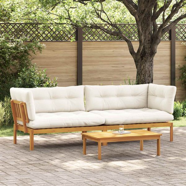 vidaXL Garten Pallet Sofa Einheiten 2 Stück Natürlich und Cremweiß 3418241