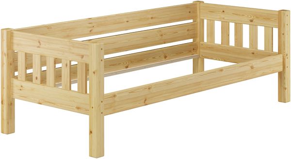 Kieferbett natur Einzelbett 90x200 Massivholz-Bettgestell Futonbett Bild 3