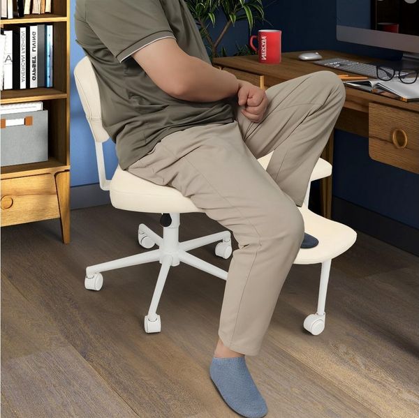 Rutaqian Bürostuhl ohne Armlehnen, Schreibtischstuhl Criss Cross Stuhl mit Rädern (Yoga-Stuhl, Meditationsstuhl mit ergonomischer Rückenlehne, 1 St), Höhenverstellbarer Sitz mit Fußstütze, 360° drehbar Homeoffice Stuhl