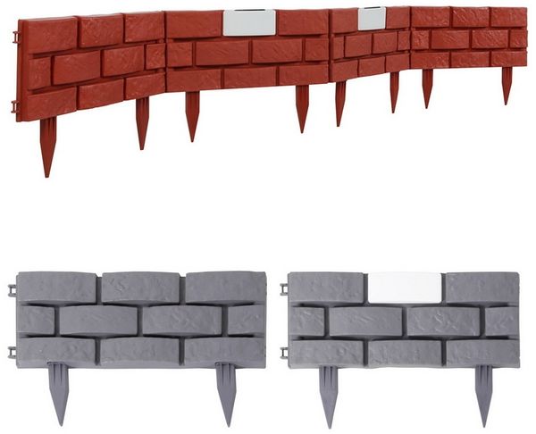 Beetumrandung 4er Set Rasenkante Garten Beeteinfassung Solar Beleuchtung braun