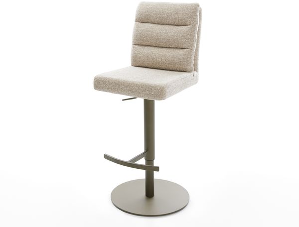 Barstuhl Pela-Flex Webstoff Soft Beige Drehfuß höhenverstellbar Metall Titanfarben
