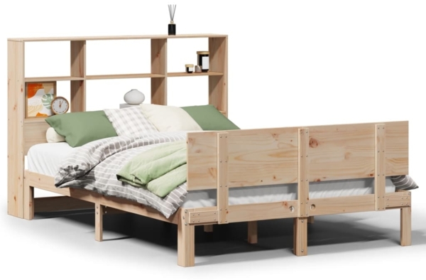 vidaXL Massivholzbett mit Regal ohne Matratze 135x190 cm Kiefer 3322656