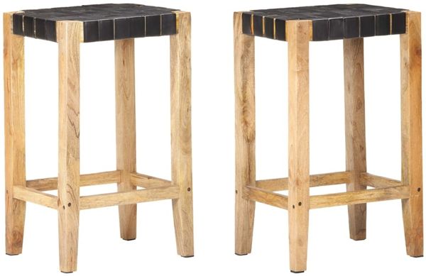 vidaXL Barhocker 2 Stk. Schwarz Echtleder 75 cm 321835