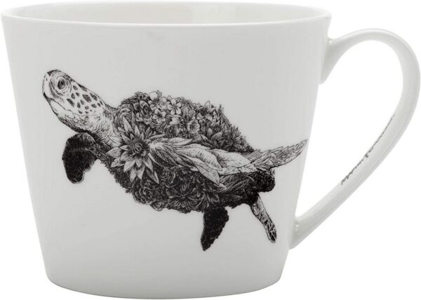 Maxwell & Williams Tasse Kaffeetasse MARINI FERLAZZO Becher Tasse, Turtle, Geschirr Schildkröte, 1-tlg, Porellan, weiß, Porzellan Keramik Becher für Kuchen Essen, Frühstück