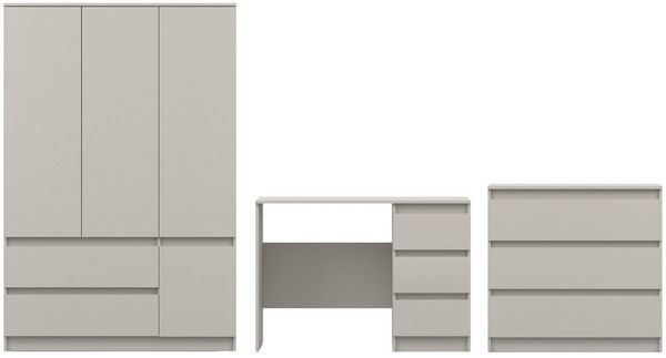 Deine Möbel 24 Jugendzimmer-Set Kinderzimmer-Set SIMO B, mit Kleiderschrank, Schreibtisch und Kommode, (Set, 3-tlg, SIMO - Kollektion), Kindermöbel - Set in Weiß oder Kaschmir