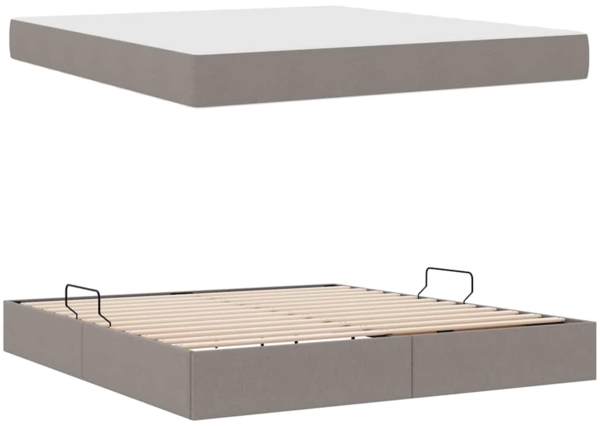 vidaXL Aufbewahrungsbett mit Matratze Taupe 160x200 cm Polyester 3399673 Bild 7