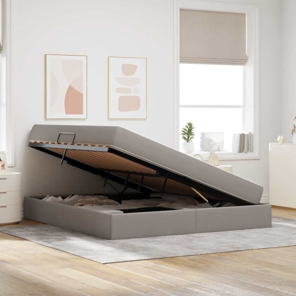 vidaXL Aufbewahrungsbett mit Matratze Taupe 160x200 cm Polyester 3399673 Bild 3