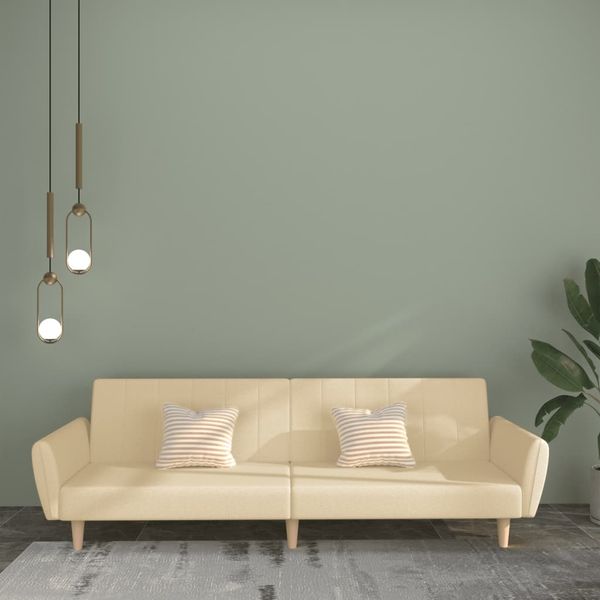 vidaXL Schlafsofa 2-Sitzer Creme Stoff 375855
