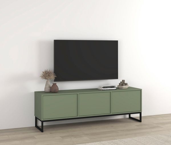 OTTO home Lowboard Loft, Breite 157 cm, TV-Board 3 Klappen, Metallkufen, TV-Kommode mit viel Stauraum, push-to-open-Funktion