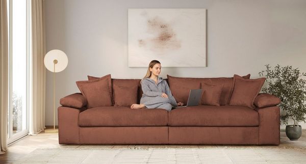 OTTO home Big-Sofa Soft&Cosy XXL, B: 303 cm - OTTO. Verlässliche Qualität, Mega-Sofa, Cord oder Chenille-Struktur, mit Federkern & 4 Zierkissen