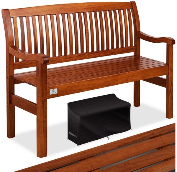 KESSER® Gartenbank Holz Holzbank wetterfest | Parkbank Massivholz | Sitzbank Balkonbank Gartenmöbel Bank für Balkon, Terrasse & Garten 125 cm, Dunkelbraun