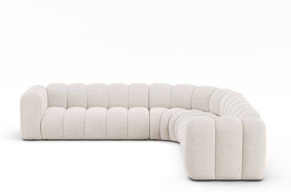 Micadoni symmetrisches Ecksofa Lupine 5-Sitzer Chenille Eden Helles Beige