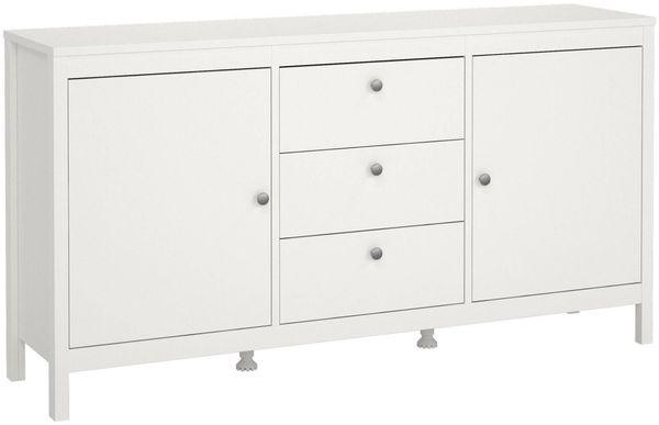 Dmora Kommode Whitney, Wohnzimmerbuffet, Wohnzimmer-Sideboard, Moderne Küchen-Speisekammer, 151x38 h80 cm, Weiß