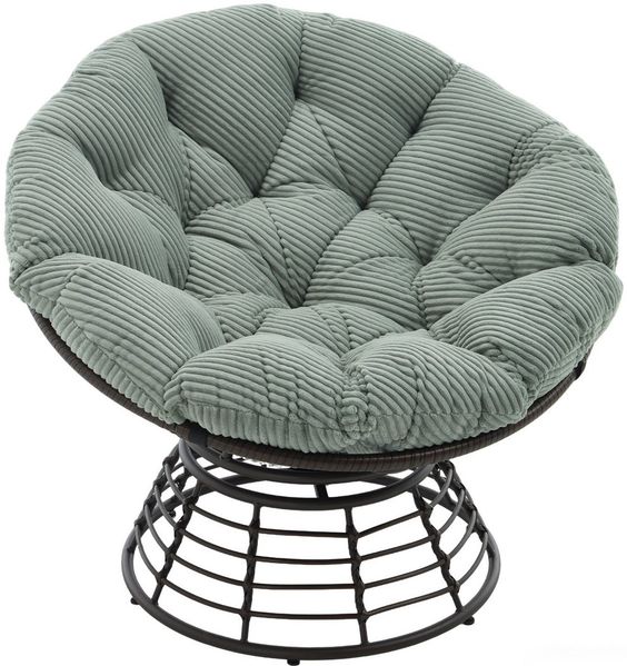 SeedWave Loungesessel 360° Drehbarer Papasan-Sessel Stahlgestell mit 92cm Trennbarem Polster, Relaxsessel für Balkon, Garten, Terrasse