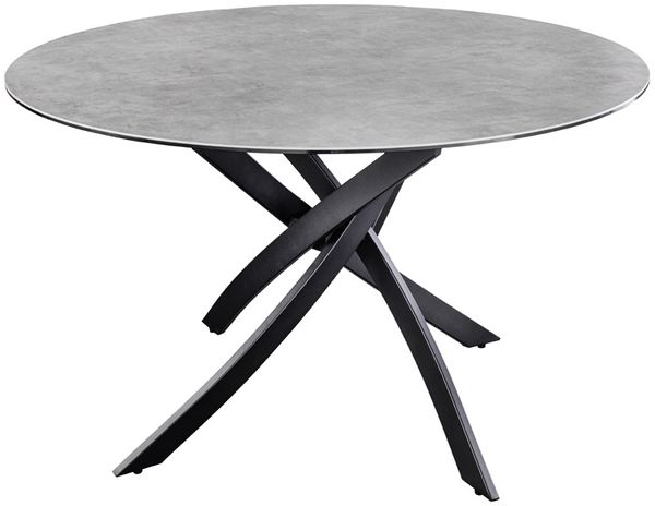 Design Esstisch AMICA 120cm anthrazit Beton-Optik Keramik schwarzes Metall-Gestell Bild 9