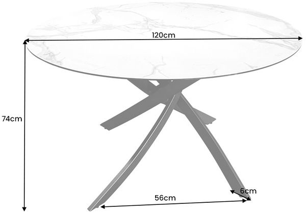 Design Esstisch AMICA 120cm anthrazit Beton-Optik Keramik schwarzes Metall-Gestell Bild 10