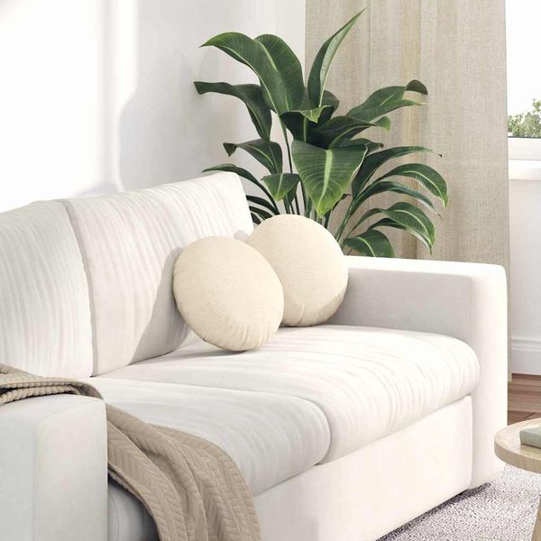 vidaXL Sitzkissen 2 pcs Creme Ø30 x 13 cm Cordstoff 42014114