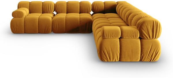 Micadoni Symmetrisches Ecksofa Bellis 5-Sitzer Samtstoff Riviera Gelb