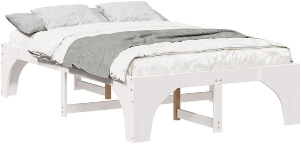 vidaXL Bettrahmen Weiß 140 x 190 cm Massives Kiefernholz 872993 Bild 2