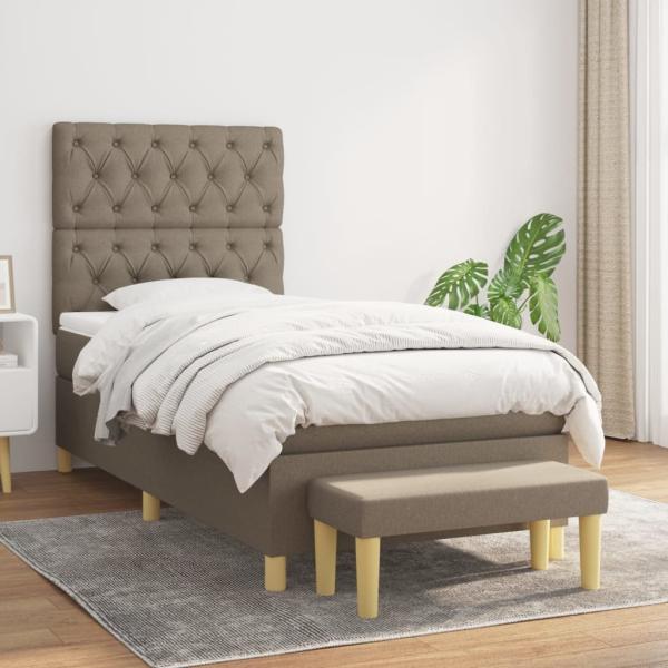 vidaXL Boxspringbett mit Matratze Taupe 80x200 cm Stoff, Härtegrad: H2 [3137353]