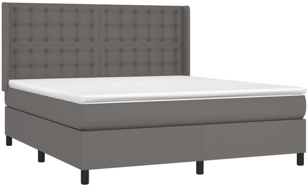 vidaXL Boxspringbett mit Matratze Grau 180x200 cm Kunstleder 3132517 Bild 3