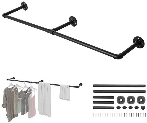 Youyijia Kleiderständer Kleiderständer Wandmontage 110cm Industrierohr Kleiderstangen für