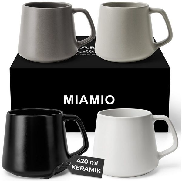 MiaMio Tasse Luxe Kaffeebecher 420 ml Classic Pastel, 4-tlg, Keramik
