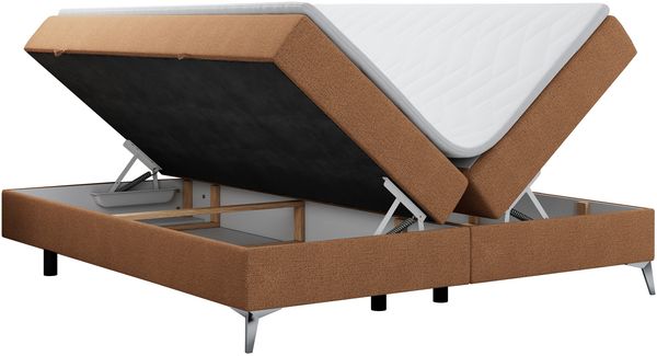 Boxspringbett - Doppelbett mit Multipocket-Matratze - LESS -200x200 - Orange Stoff - H4 Bild 4