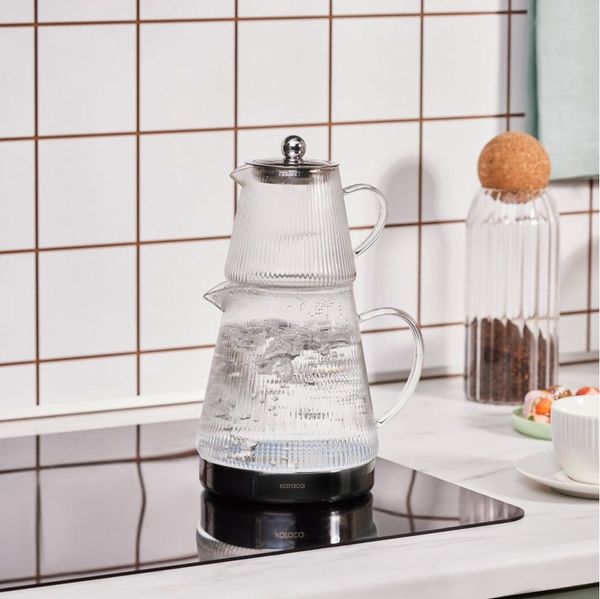 Karaca Teekanne Karaca Keops XL Borosilikat Glas-Teekannen-Set, 3L, Transparent, 3 l, (2-St)