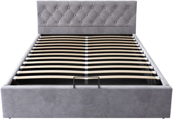 MODFU Polsterbett Doppelbett Holz Bett Funktionsbett Holzbett ohne Matratze Hydraulisch (Bettgestell mit Lattenrost aus Metallrahmen und Bettstauraum, 140 x 200 cm/180 x 200 cm), für Erwachsenen Jugendliche Bild 5